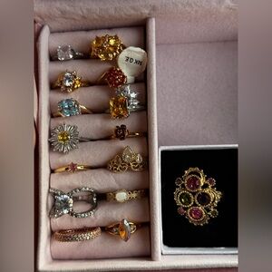 Elegant Gold and Gemstone Ring Set